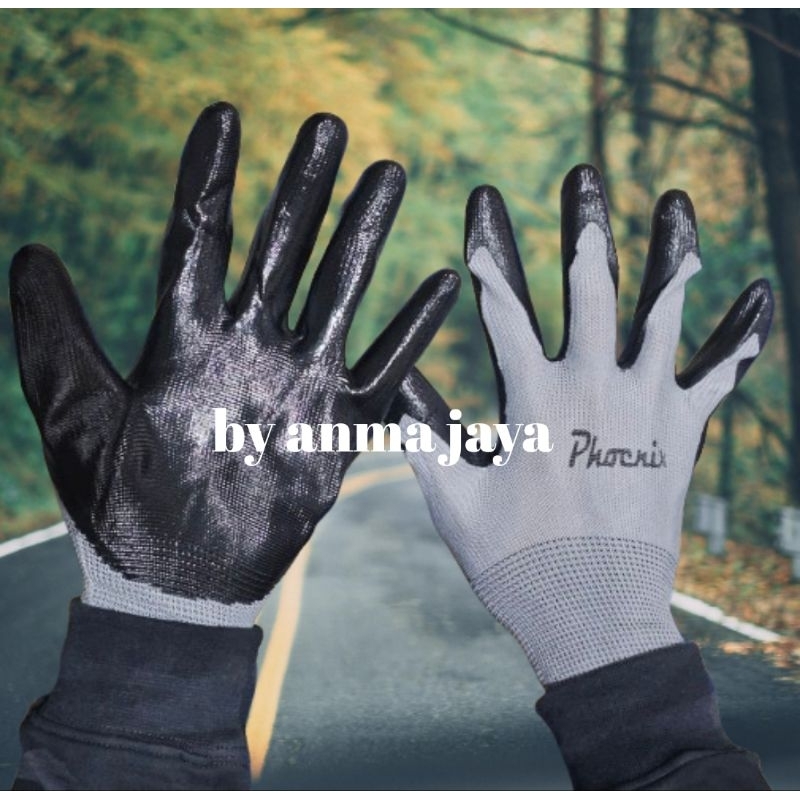 (12pasang)sarung tangan abu2 Karet  polos /Sarung Tangan Karet /Palm Fit Hand Glove Mekanik Motor Sa