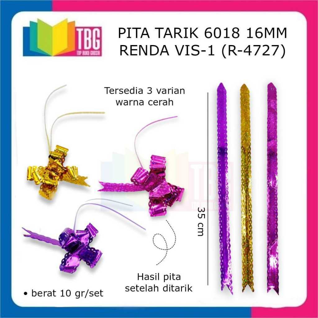 

PITA TARIK 6018 16MM RENDA VIS-1 / PITA KADO SERUT / PITA HIASAN KADO / PITA RENDA (R-4727)