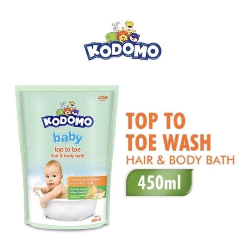 KODOMO Top to Toe Wash Refill 450ml - Kodomo Hair & body Bath 450ml