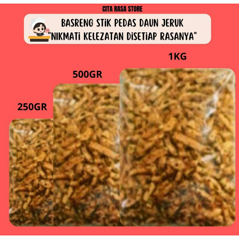 

TERMURAH !! PROMO DISCONT !! BASRENG STIK PEDAS DAUN JERUK GURIH RENYAH KRIUK 1KG