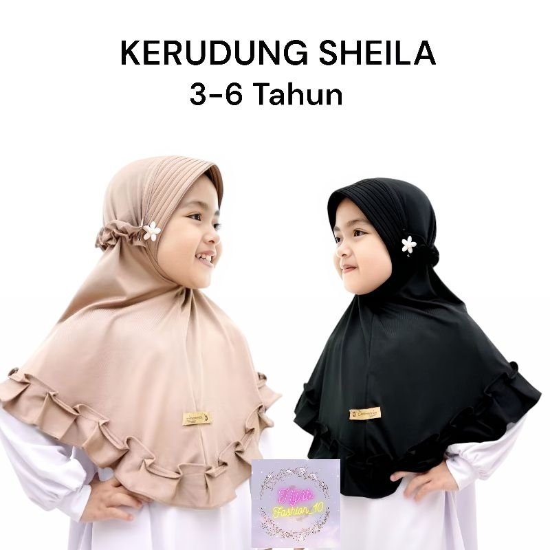 Kerudung Sheila Anak Instant Premium 3-6 Tahun | Jilbab Lucu Bayi Perempuan Sekolah Tk |Hijab Tanggu
