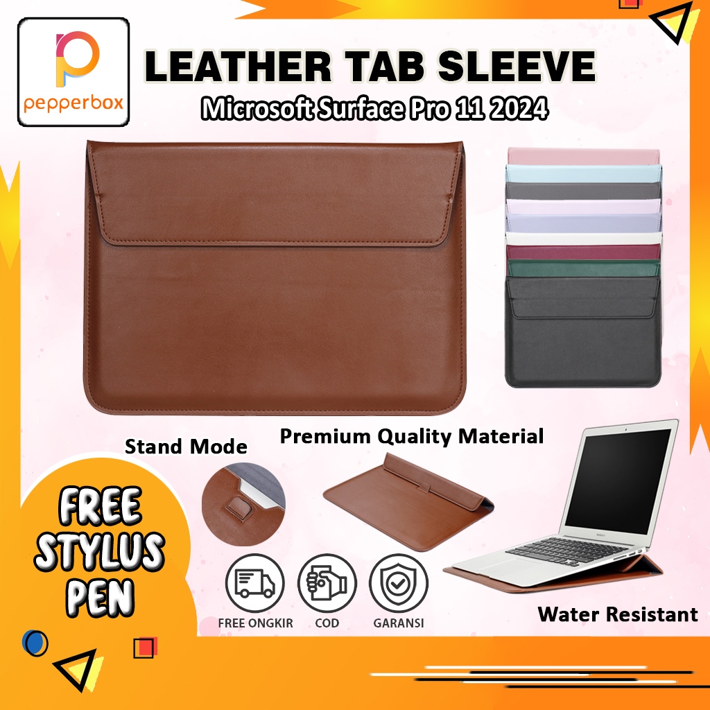 Microsoft Surface Pro 11 2024 Portable Bag Tas Sleeve Leather Magnetic Pria Wanita 13 Inch Cover Ski