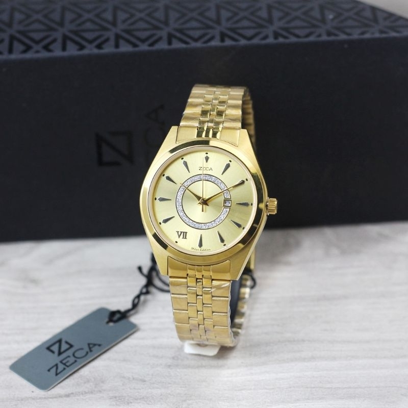 Jam Tangan Wanita Zeca 1003 Casual Elegan Tanggal Aktif Free Box Original