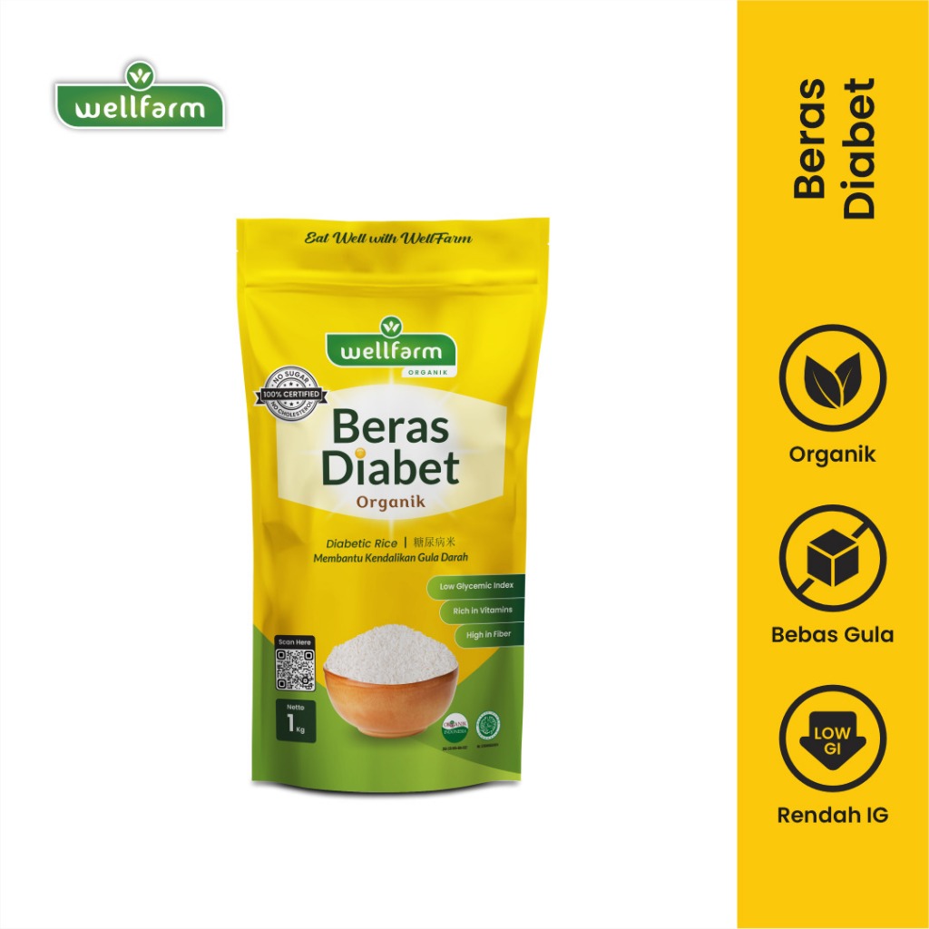 

Beras Diabet Organik Wellfarm, Low GI Sugar Free 1Kg