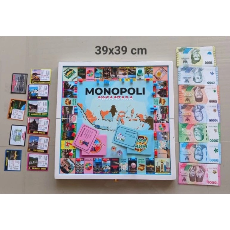 Monopoli Nusantara Indonesia papan kayu lipat Mainan anak Boardgame kids