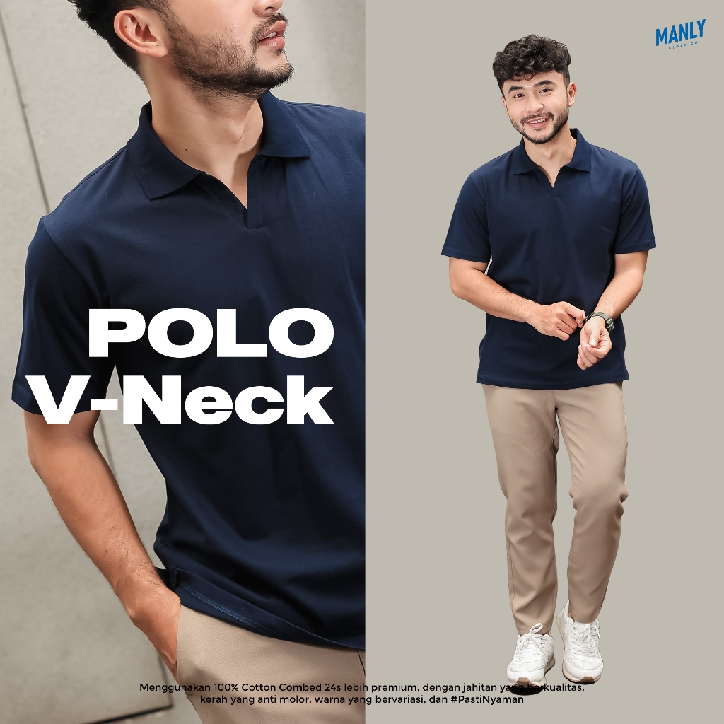 Kaos Kerah Pria V-Neck Old Money Vibes