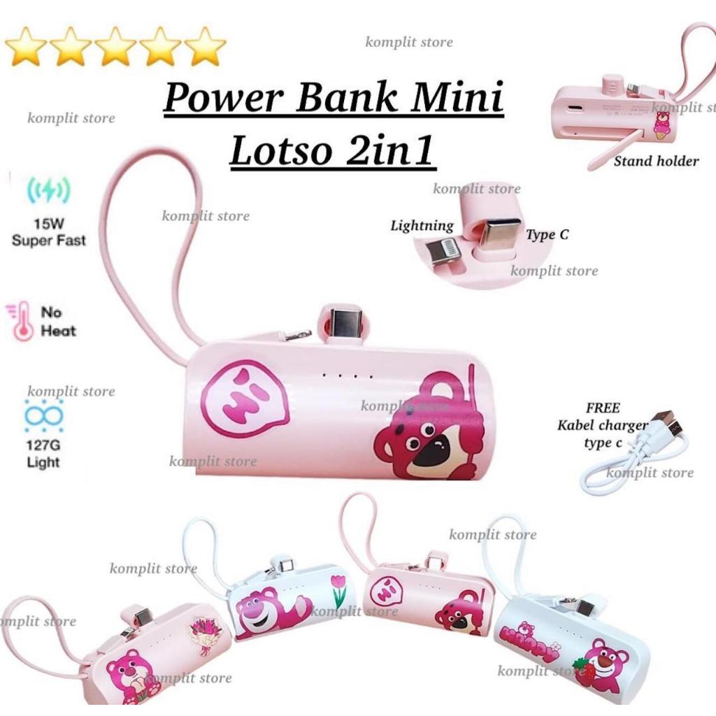 KMP - POWER BANK MINI UNIVERSAL POWERBANK MINI LOTSO 2IN1 FOR TYPE C & LIGHTNING