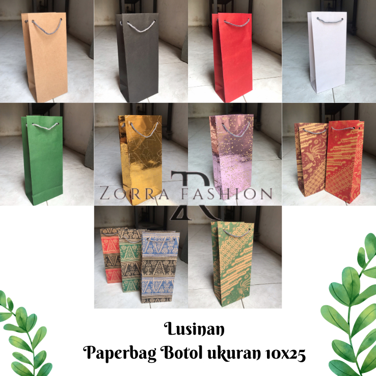 

[ LUSINAN ] PAPERBAG BOTOL UK.11X7X25 POLOS DAN MOTIF PAPERBAG MINI/TAS KERTAS/PAPERBAG SOVENIR/PAPERBAG HAJATAN