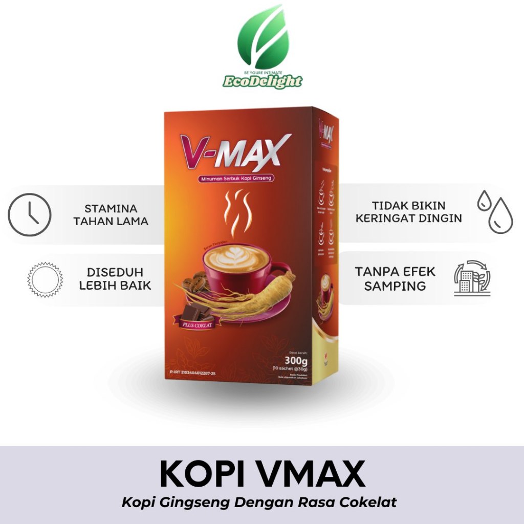 Kopi V-MAX Stamina Wanita Tahan Lama Kopi Ginseng Rasa Cokelat