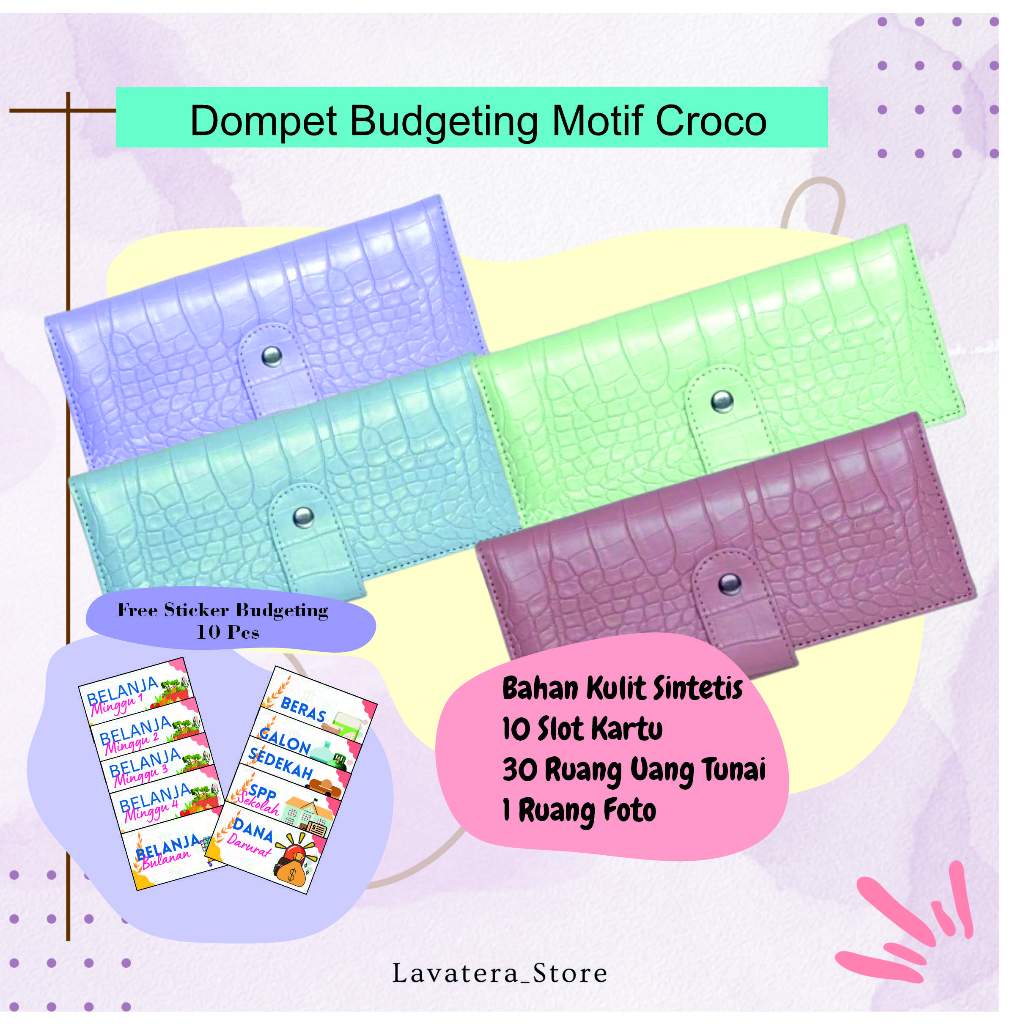 LS- Dompet Budgeting Motif Croco Free Sticker Budgeting
