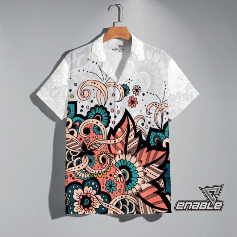 WHYNOT - Kemeja FullPrint Motif Abstrak Art White & Full Color - KEMEJA PRIA DAN WANITA