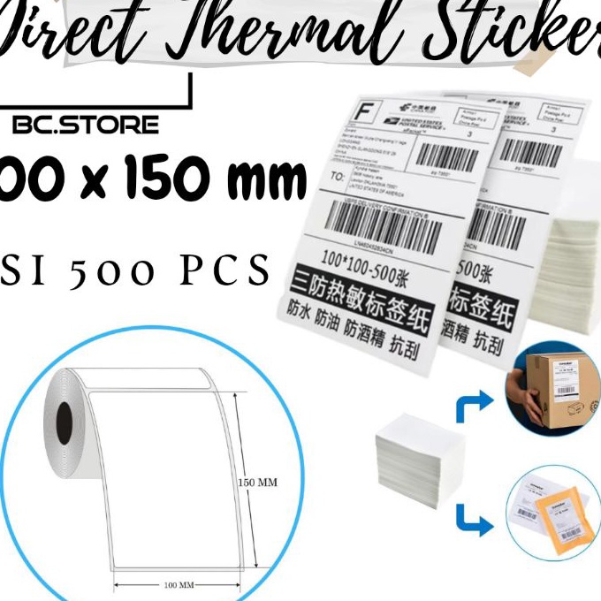 

Terjangkau Kes Thermal Sticker label 1 x 15mm isi pcs print resi A6