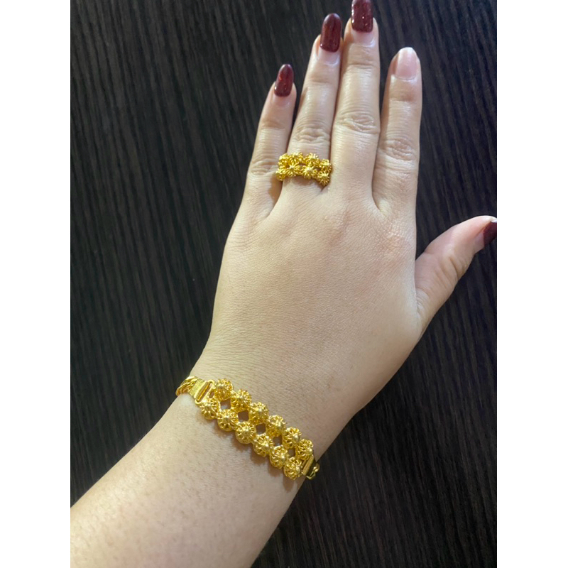 Set gelang bunga matahari replika emas 24K