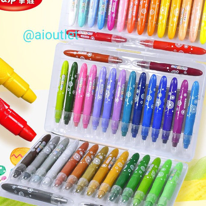 

KF7 Silky Crayon Grasp 12 24 36 48 Warna Sedang Kecil Crayon Licin Watercolori