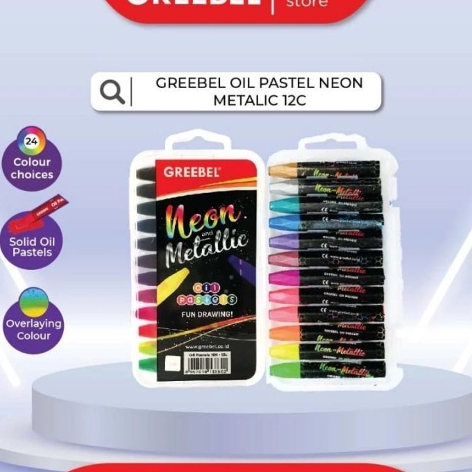 

Terbatas Crayon Greebel Oil Pastel Neon Metalic 12 Warna Non Toxic