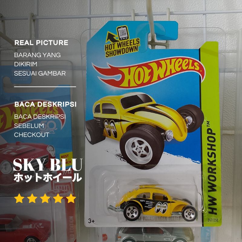 HOT WHEELS CUSTOM VW BEETLE YELLOW MOONEYES (HW WORKSHOP)
