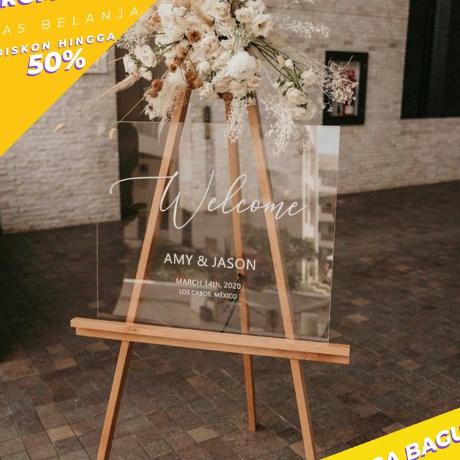 

KP8 STANDING KAYU JATI BLANDA 1cm EASEL LUKIS TRIPOD PENYANGGA AKRILIK WOODEN
