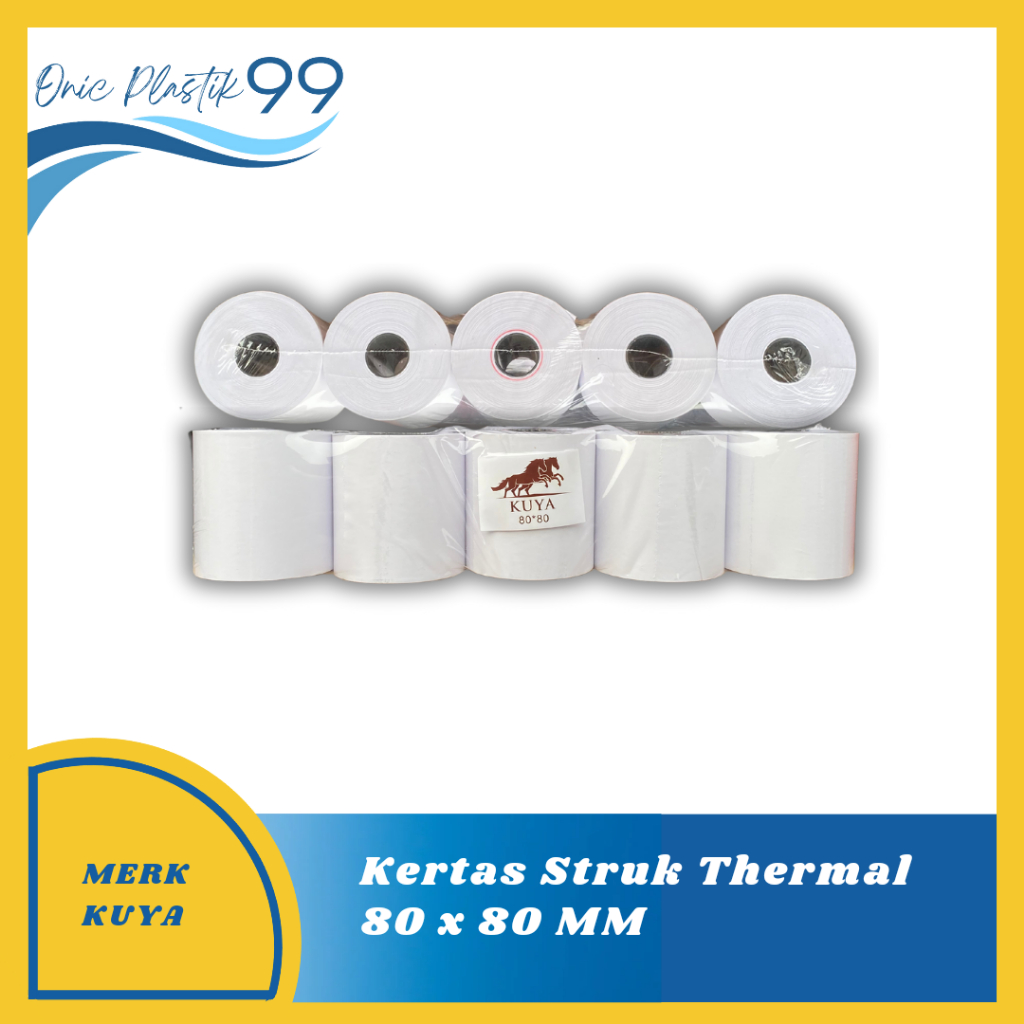 

kertas thermal struk kasir merk kuya 80x80 mm coreless isi banyak