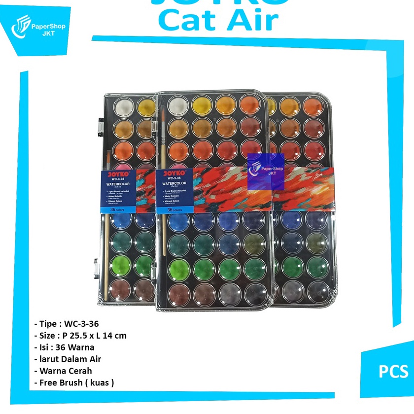 

HJ6 JOYKO Watercolor Set Cat Air WC3 Isi 36 Warna Pallet