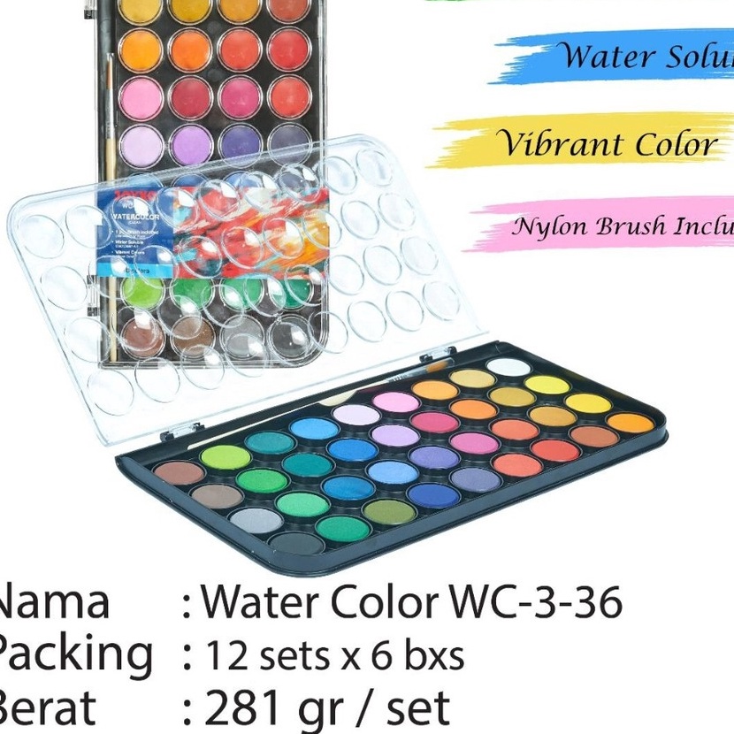 

KP8 cat air padat water color cake joyko wc 3 isi 36 giorgione 36 montana 36