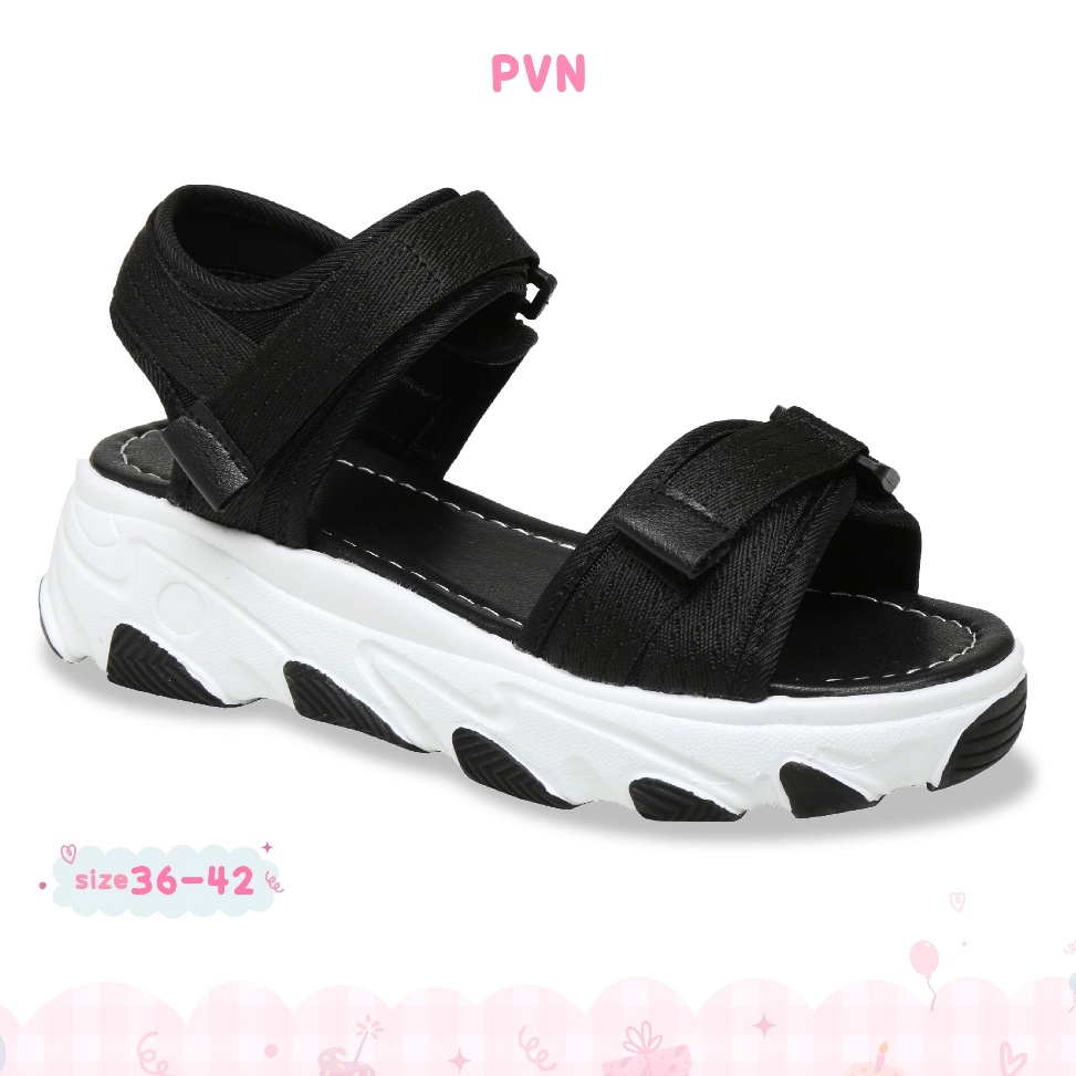 Special Pr PVN Micha Sandal Wanita Black Cream 241