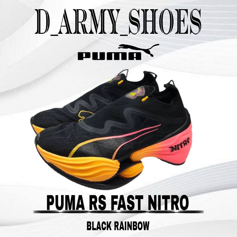 Sepatu Running Pria Puma RS Fast Nitro Black Rainbow Free Kaos Kaki