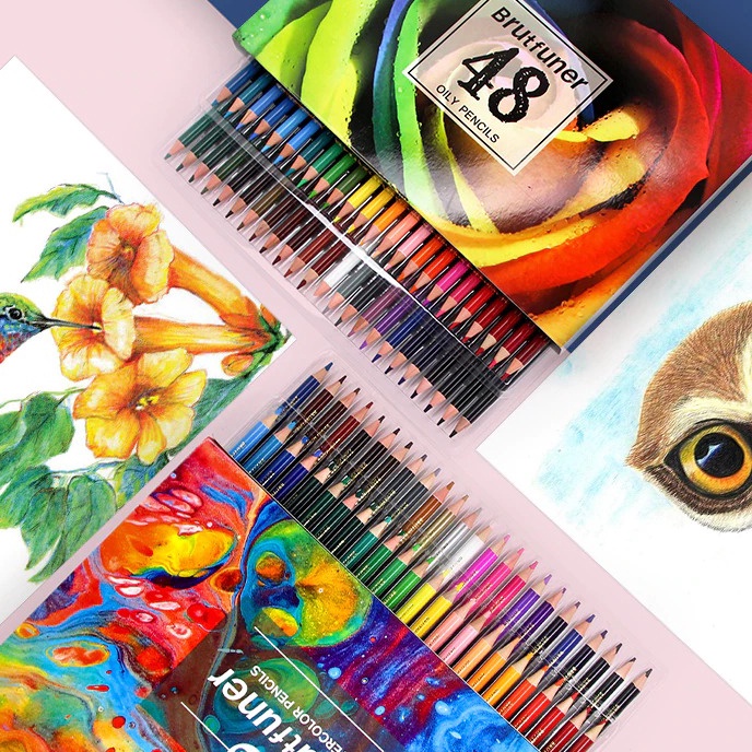 

HJ6 Pensil Warna Brutfuner Painting Oil Water Pencil Artist Color Pencils Set 48pcs