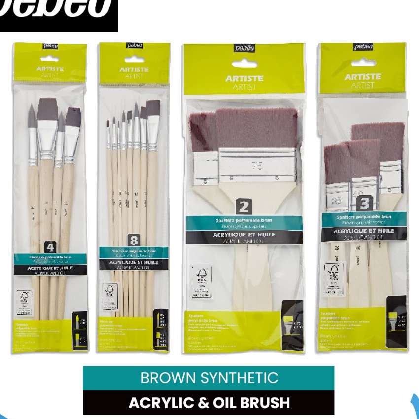 

HJ6 Pebeo Brown Synthetic Oil and Acryllic Brush Set