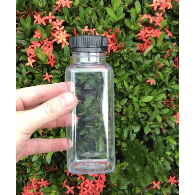 Botol minum plastik 250 ml kotak Drat/ Botol plastik 250 ml/ Botol jus / botol kopi 250 ml kotak