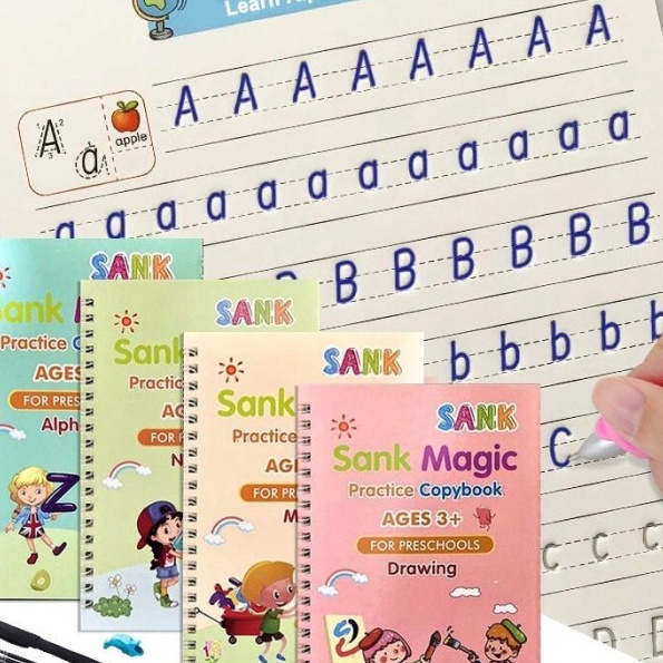 

HJ6 Sank Magic Book Buku Ajaib Belajar Menulis Anak 1 Set 4 Buku Pulpen