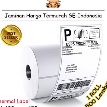 

KP8 LABEL THERMAL UKURAN A6 1 x 15 KES STICKER BARCODE 1x15mm Isi PCS