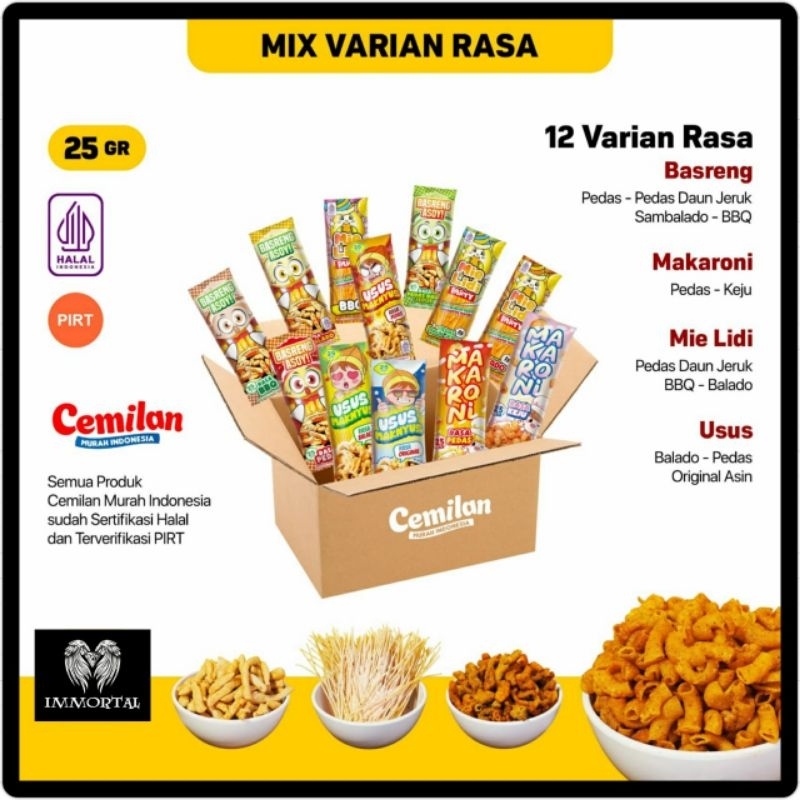 

PAKET HEMAT 75 PCS CAMILAN CAMPUR @25GR