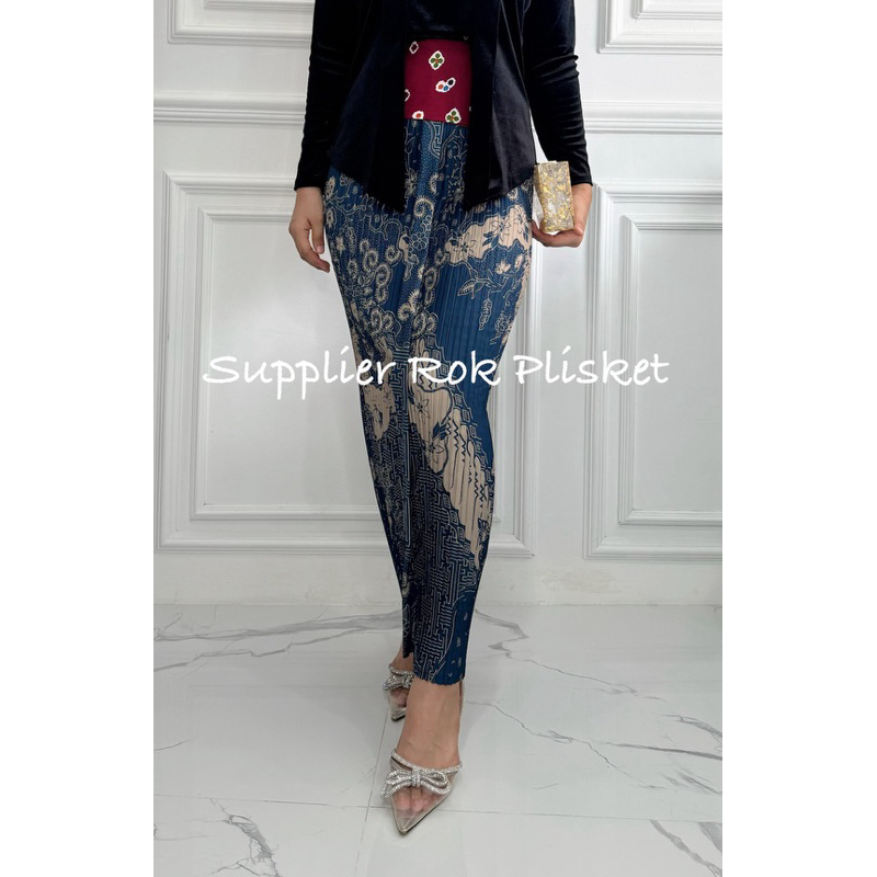 rok batik warna navy coklat susu