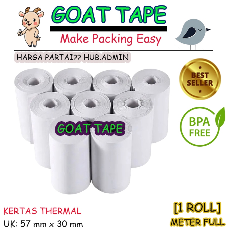 

Kertas Struk Kasir Coreless 57x30 / Kertas Thermal EDC 8MM