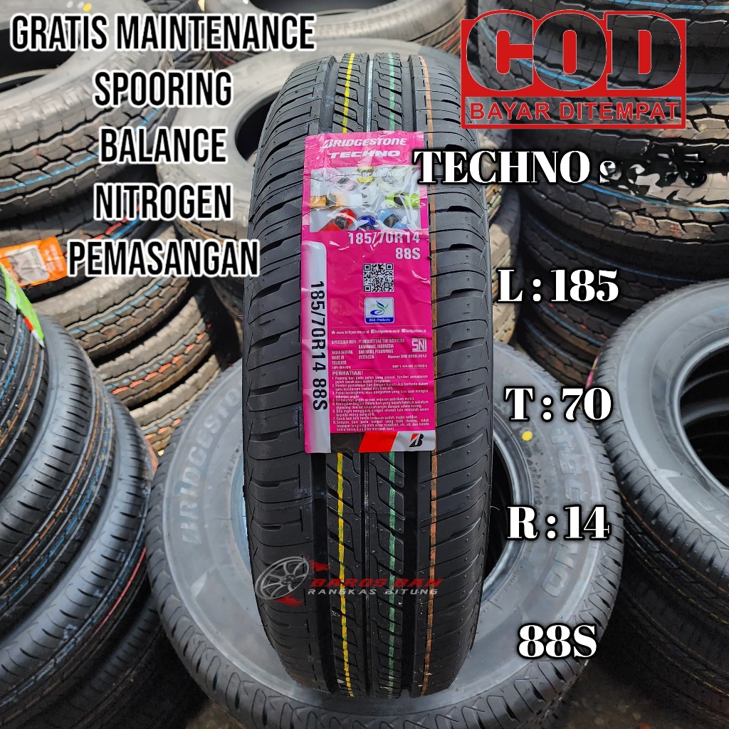 COD ban avanza 185 70 R14 bridgestone techno ban radial mobil tubeles ring 14