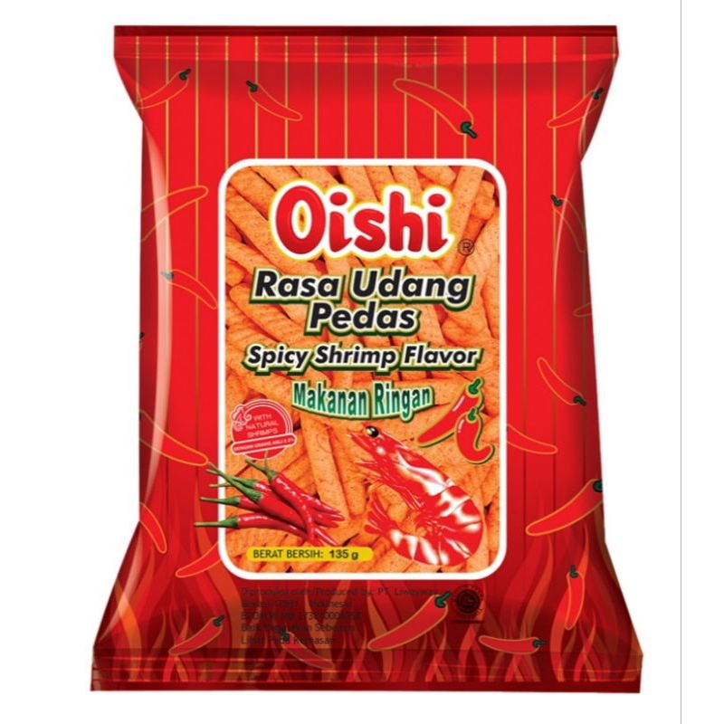 

Oishi Kraker Udang Pedas Makanan Ringan 130g