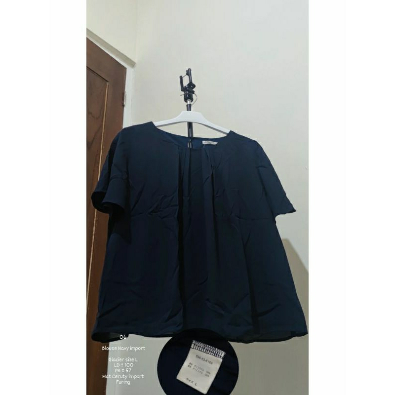 blouse Navy import size L by Glacier atasan wanita murah