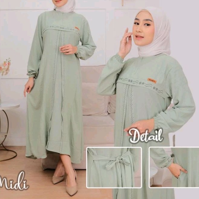 Midi dress terbaru murah bahan premium bagus crinkle