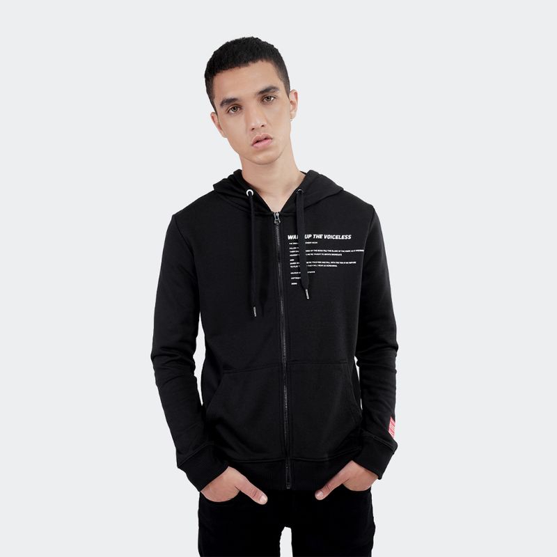 ZIPPER HOODIE CELCIUS VOICELESS BLACK COTTON UNISEX