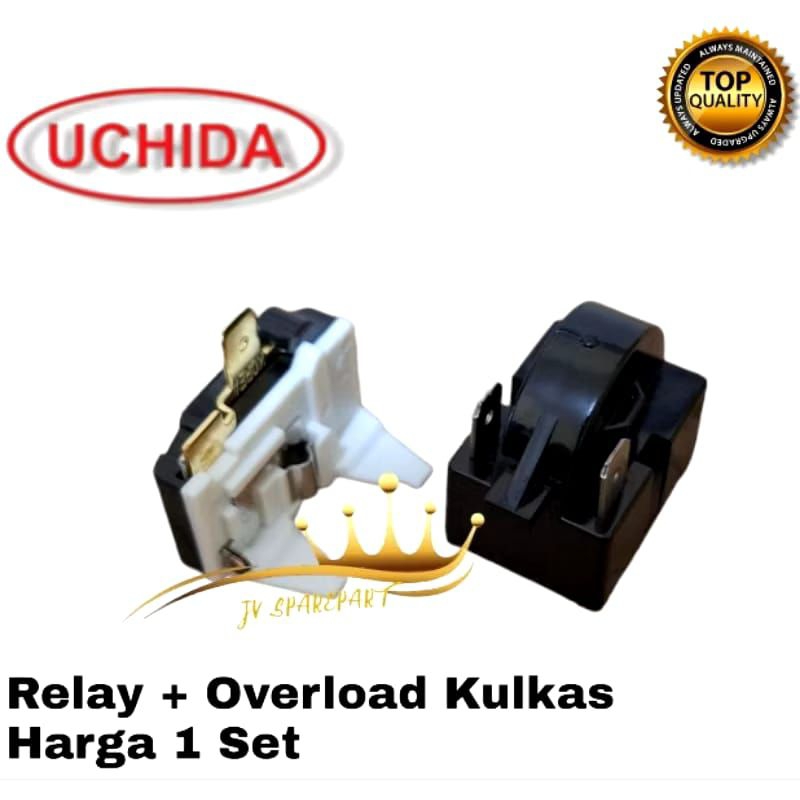 [ 1 Set ] RELAI PTC OVERLOT ORIGINAL MEREK UCHIDA  UNTUK KULKAS 1  DAN 2 PINTU # RELAY 1 PIN KANAN D