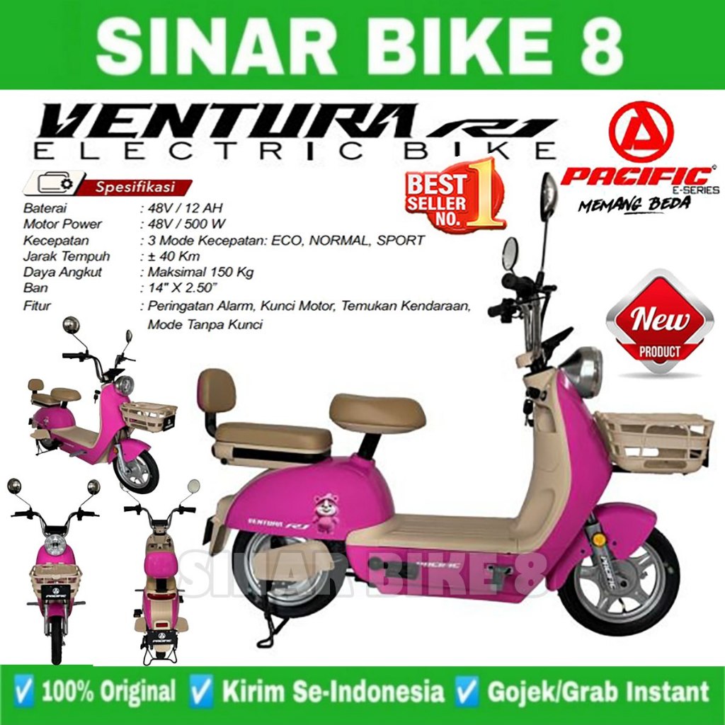 Sepeda Listrik Exotic BROSWAY 3.0 // Veloce V3 // Ventura R1Baterai 48V 12Ah Power 500 Watt