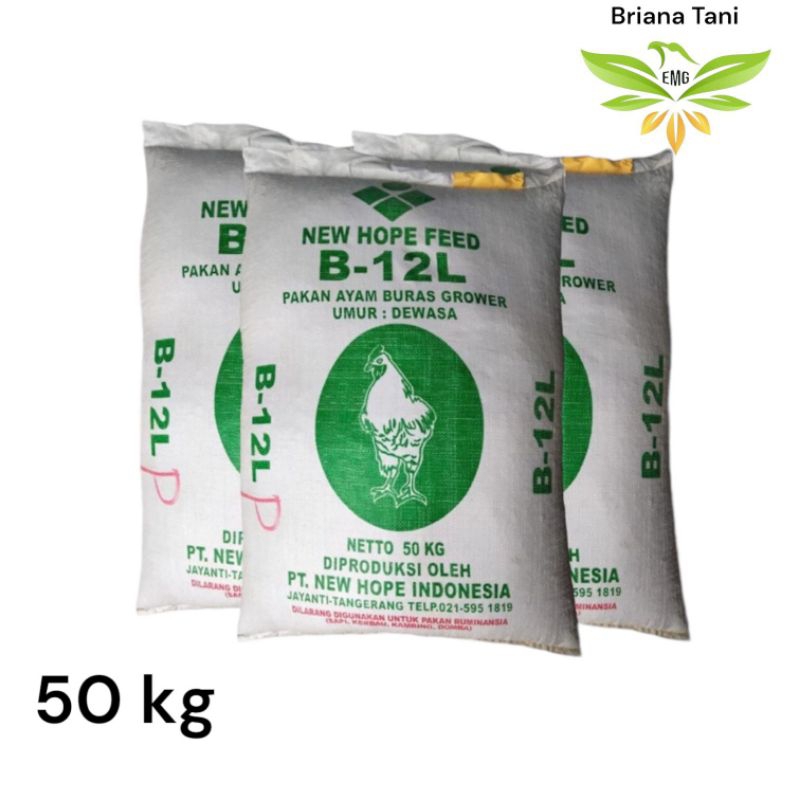 ￼Karungan 50KG B12L NEW HOPE FEED Pakan Ayam Buras Grower Pur Ayam B12L Penampungan