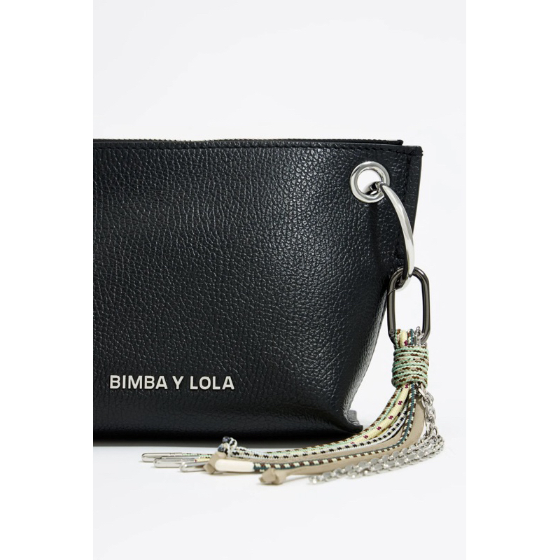 BIMBA Y LOLA Small Black Leather Trapezium Bag