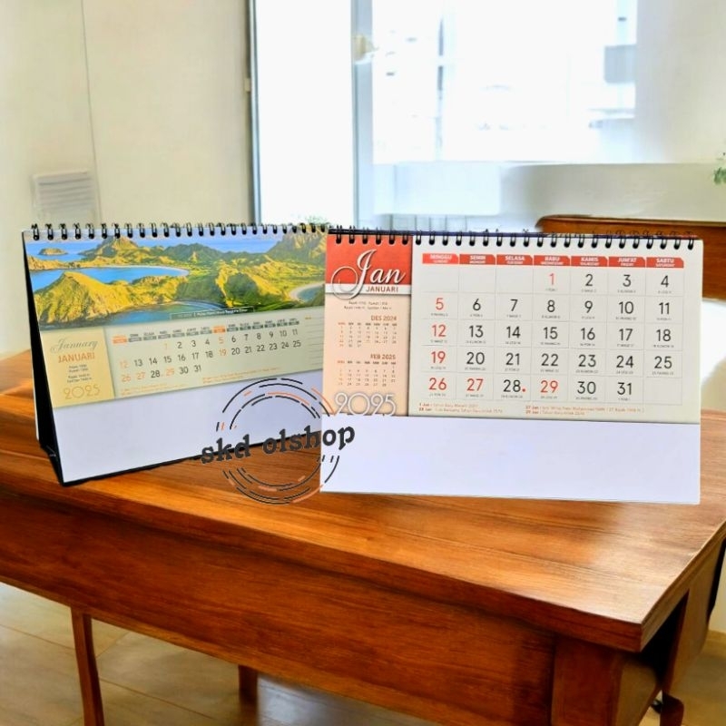 

kalender meja tahun 2024 jumbo Ao 2000 pemandangan alam indonesia 23,5x16,5cm(terima castume cetak merek)