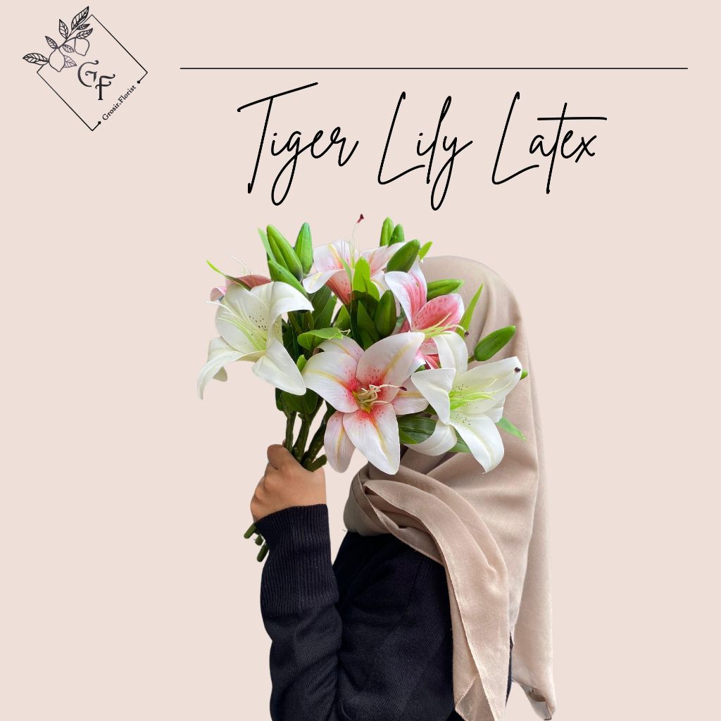 TERLENGKAP Bunga Tiger Lily Latex Jumbo Daun Latex Bunga Lily Imitasi Hias ruangan Import Premium