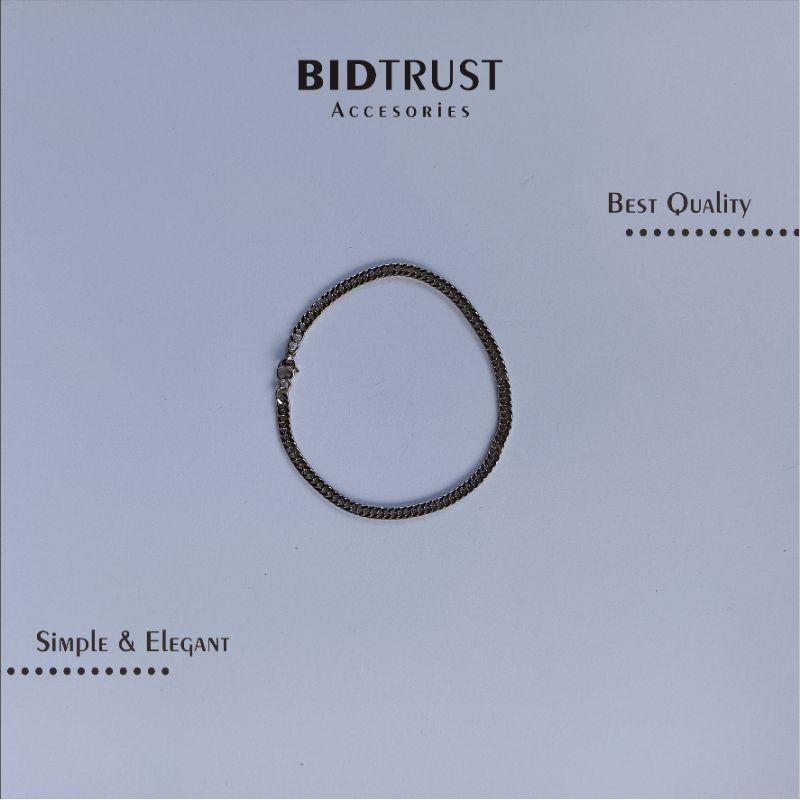 GELANG RANTAI TITANIUM SILVER 3MM • Simple Elegan  Asli Original Mewah Premium Unisex Cowok Pria Cew