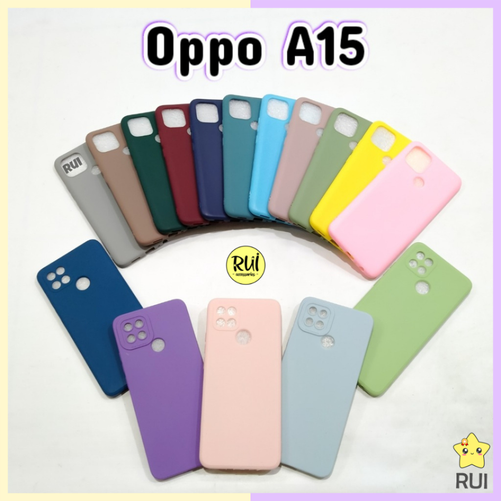 Silikon Candy Oppo A15 Softcase Camera Protect Warna Warni Lentur Macaroon Kuning Ungu Abu Biru Pink