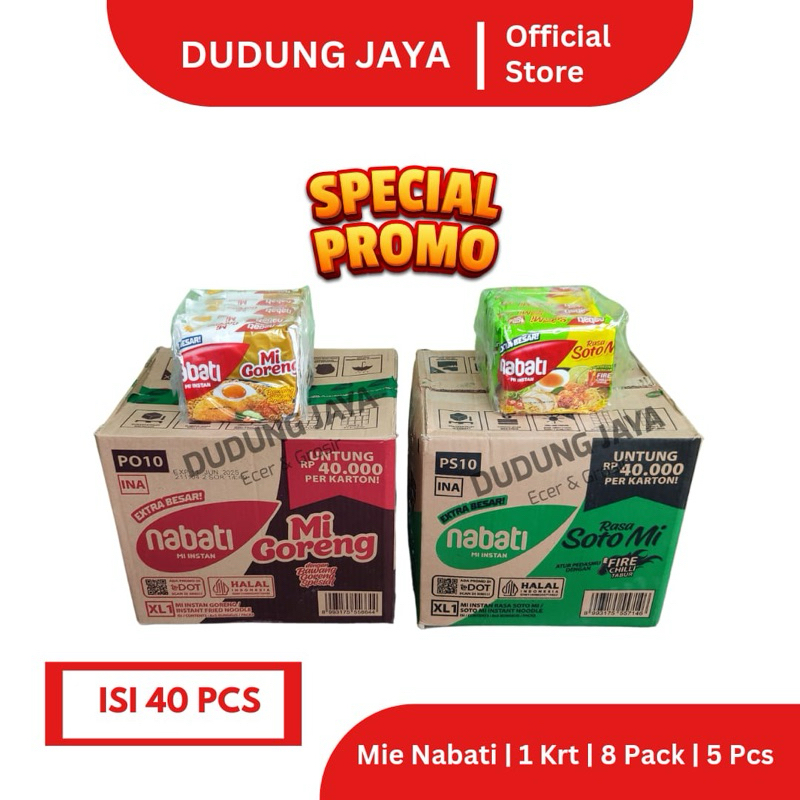 

NABATI MIE INSTANT KARTON/DUS MIE NABATI GORENG DAN SOTO