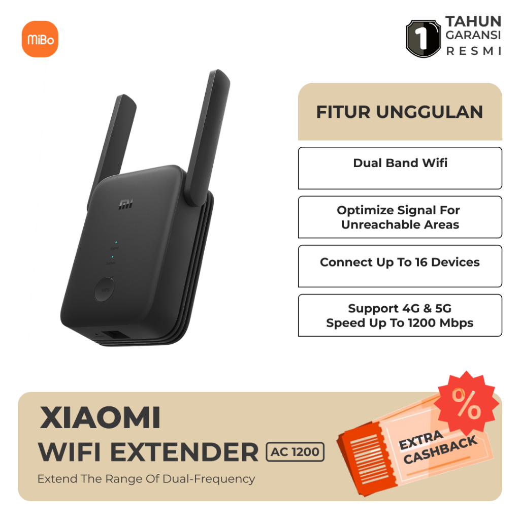 Xiaomi Mi WiFi Range Extender AC1200 Berkecepatan Tinggi Koneksi Stabil Pengaturan Mudah Garansi Res