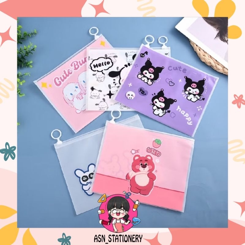 

[ASN] A5 POUCH TRANSPARAN MOTIF SANRIO / MAP FILE A5 SANRIO /ZIPPER BAG TRANSPARAN SANRIO LUCU UNIK